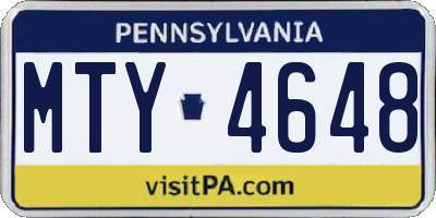 PA license plate MTY4648
