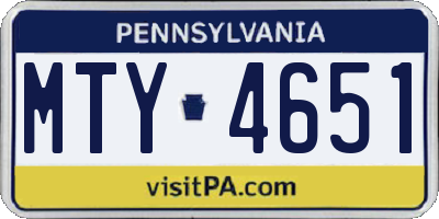 PA license plate MTY4651