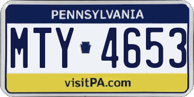 PA license plate MTY4653