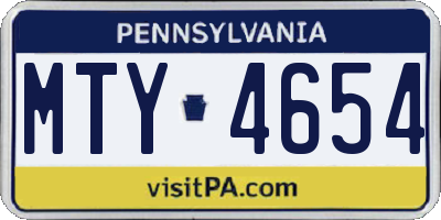 PA license plate MTY4654