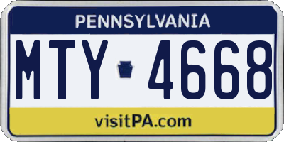 PA license plate MTY4668