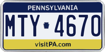 PA license plate MTY4670