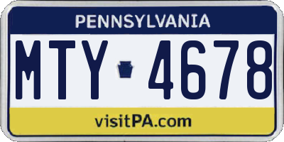 PA license plate MTY4678
