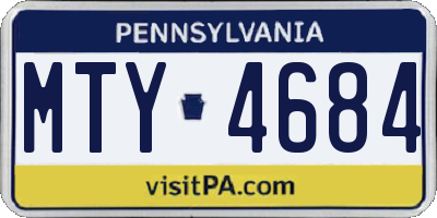 PA license plate MTY4684