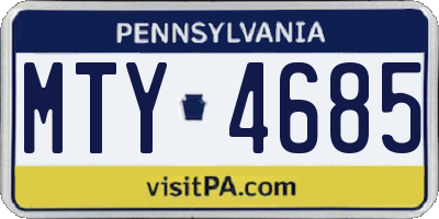 PA license plate MTY4685