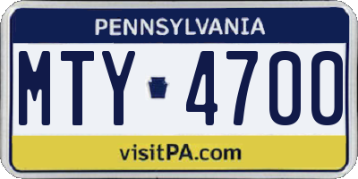 PA license plate MTY4700