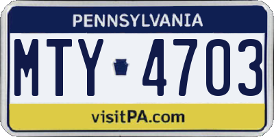 PA license plate MTY4703
