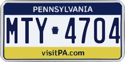 PA license plate MTY4704