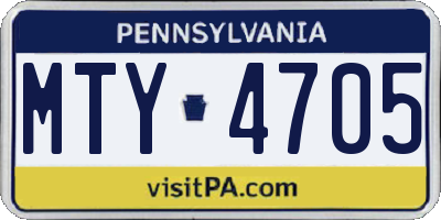PA license plate MTY4705