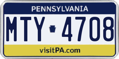 PA license plate MTY4708