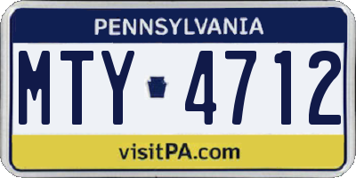 PA license plate MTY4712