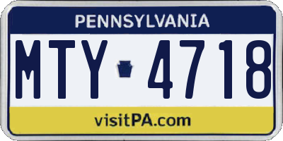 PA license plate MTY4718