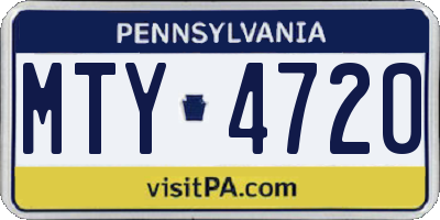 PA license plate MTY4720
