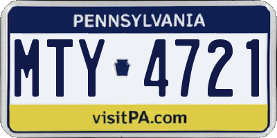 PA license plate MTY4721