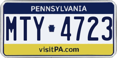 PA license plate MTY4723