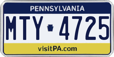 PA license plate MTY4725