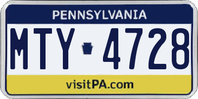PA license plate MTY4728