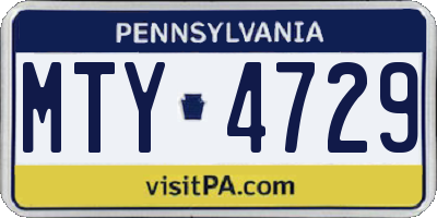 PA license plate MTY4729