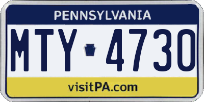 PA license plate MTY4730