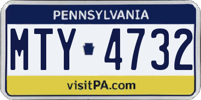 PA license plate MTY4732