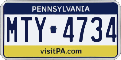 PA license plate MTY4734