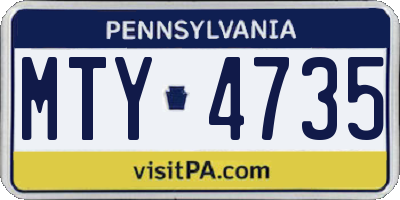PA license plate MTY4735