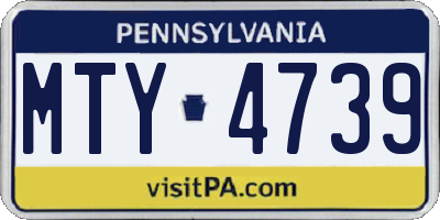 PA license plate MTY4739