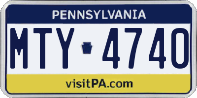 PA license plate MTY4740