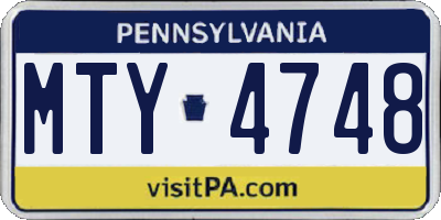 PA license plate MTY4748