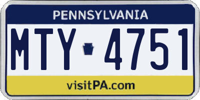 PA license plate MTY4751