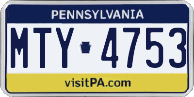 PA license plate MTY4753
