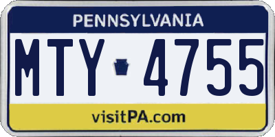 PA license plate MTY4755