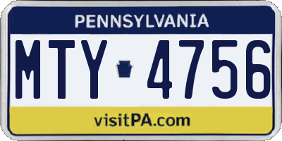 PA license plate MTY4756