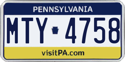 PA license plate MTY4758