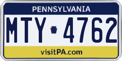 PA license plate MTY4762