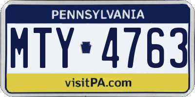 PA license plate MTY4763