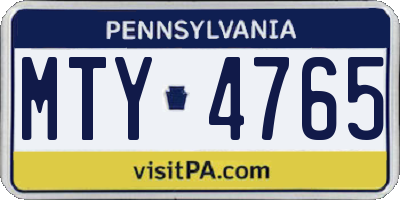 PA license plate MTY4765