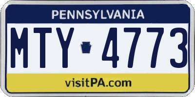 PA license plate MTY4773