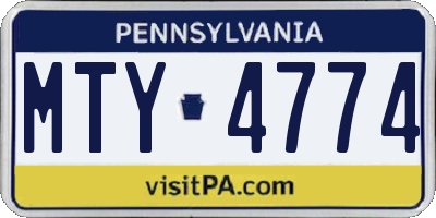 PA license plate MTY4774