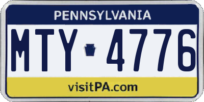 PA license plate MTY4776