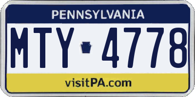PA license plate MTY4778