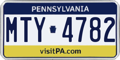 PA license plate MTY4782