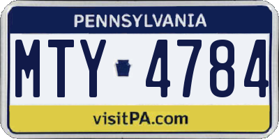 PA license plate MTY4784