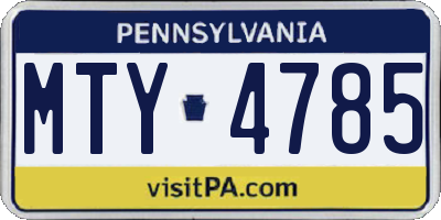 PA license plate MTY4785