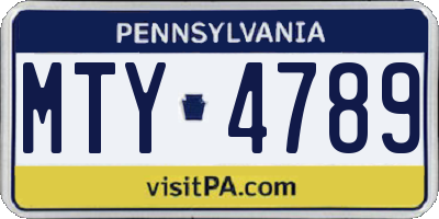 PA license plate MTY4789