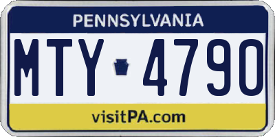 PA license plate MTY4790