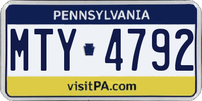 PA license plate MTY4792