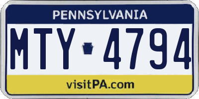 PA license plate MTY4794