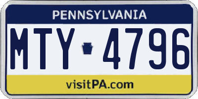 PA license plate MTY4796