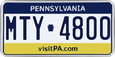 PA license plate MTY4800